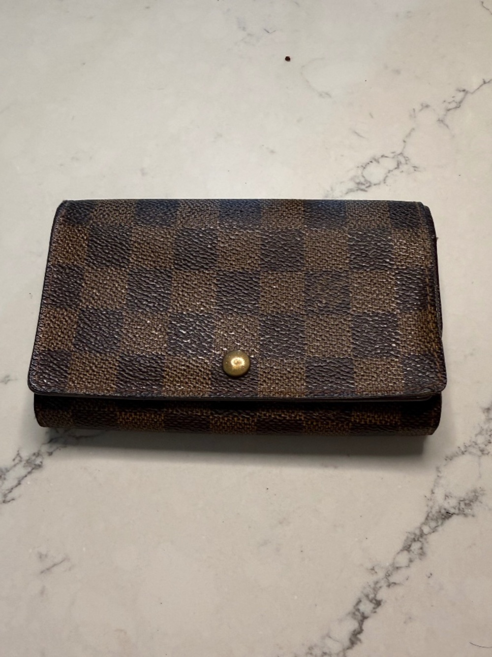 Louis Vuitton Damier Ebene Porte Monnaie Billets Tresor Wallet CA0062 Vintage